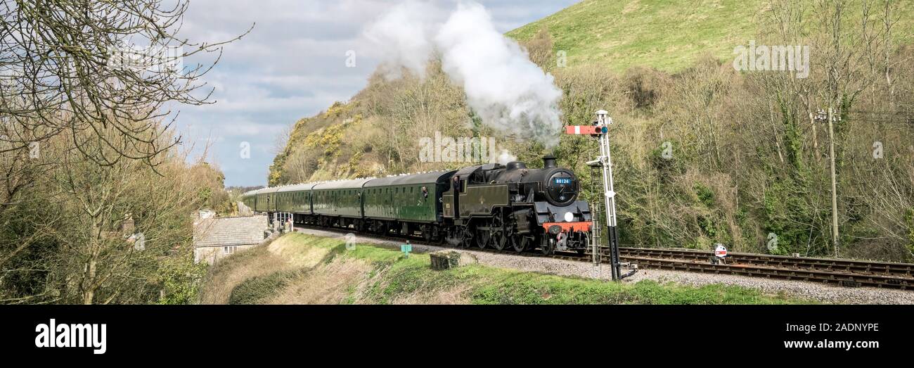 British Black railway in Corfe Castle, Dorset, UK Stock Photo