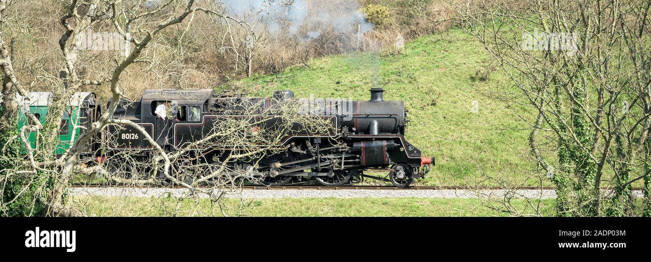 Black Railway in Corfe Castle, Dorset, UK Stock Photo