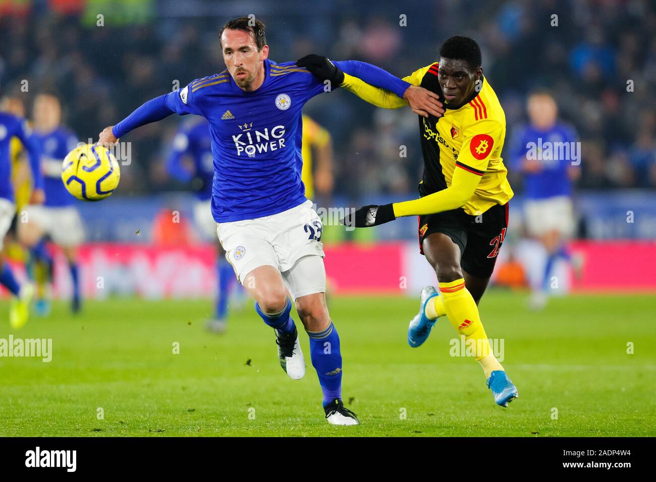 Leicester Uk 4th December 19 King Power Stadium Leicester Midlands England English Premier League Football Leicester City Versus Watford Christian Fuchs Of Leicester City Holds Off Ismaila Sarr Of Watford Strictly Leicester Uk 4th December 19 King Power Stadium Leicester Midlands England English Premier League Football Leicester City Versus Watford Christian Fuchs Of Leicester City Holds Off Ismaila Sarr Of Watford Strictly