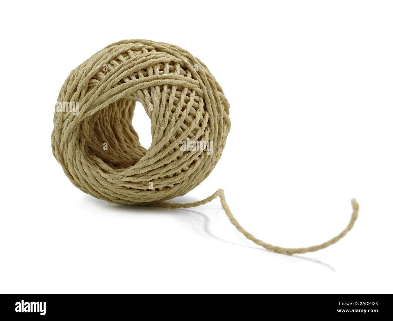 Skein of jute twine isolated white background Stock Photo