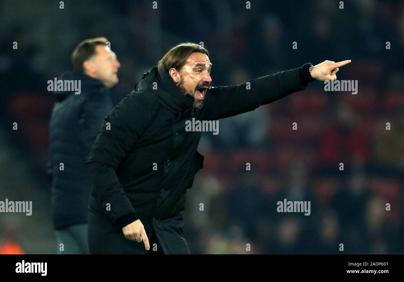 Norwich City manager Daniel Farke gestures on the touchline during the ...