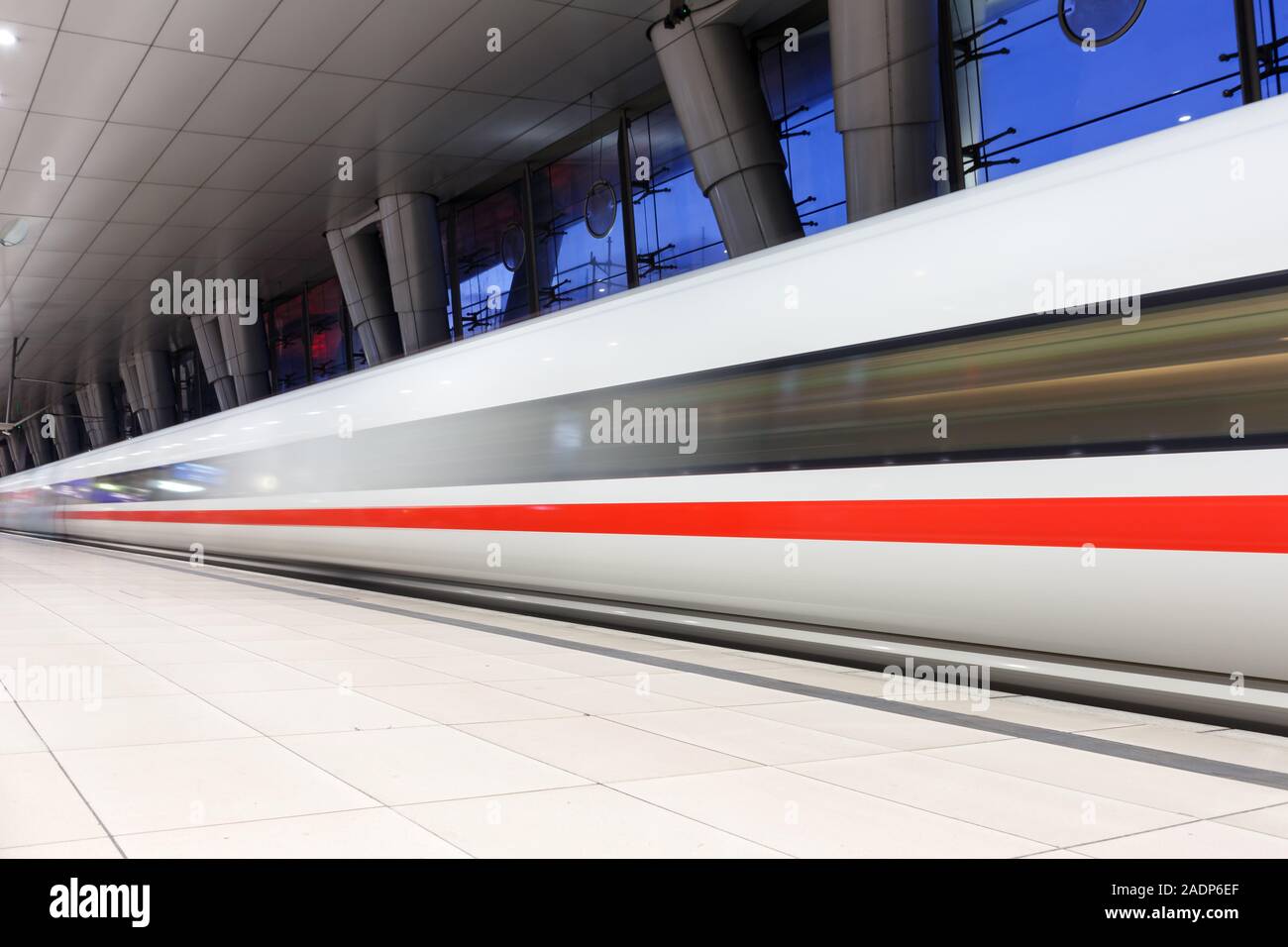 Frankfurt, Germany – November 20, 2019: ICE train at Frankfurt airport railway station (FRA) in Germany. Stock Photo