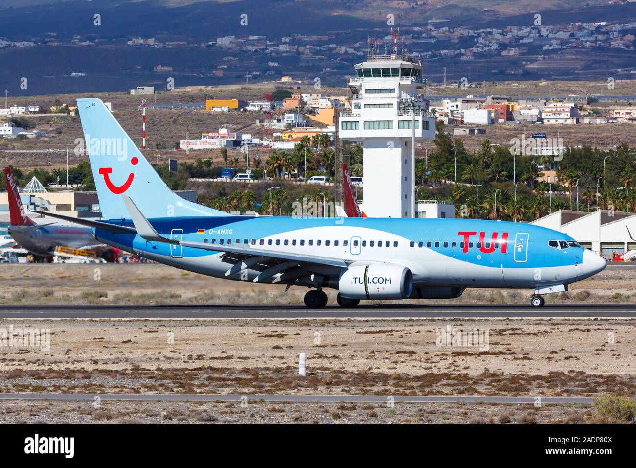 Tenerife, Spain – November 23, 2019: TUI Boeing 737-700 airplane at Tenerife South airport (TFS) in Spain. Stock Photo