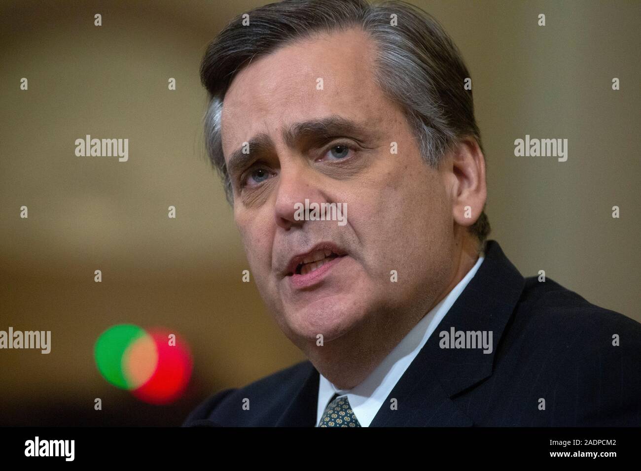Washington, United States Of America. 04th Dec, 2019. Constitutional law experts Jonathan Turley of The George Washington University Law School, along with Michael Gerhardt, of the University of North Carolina, Noah Feldman, of Harvard University, and Pamela Karlan, of Stanford University, testifies before the United States House Committee on the Judiciary on Capitol Hill in Washington, DC, U.S. on Wednesday, December 4, 2019. Credit: Stefani Reynolds/CNP | usage worldwide Credit: dpa/Alamy Live News Stock Photo