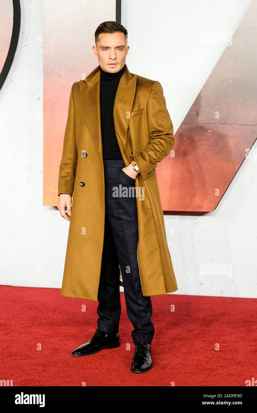 ODEON LUXE Leicester Square, London, UK. 4 December 2019.  Ed Westwick poses at The World Premiere of 1917 and Royal Film Performance. . Picture by Julie Edwards./Alamy Live News Stock Photo
