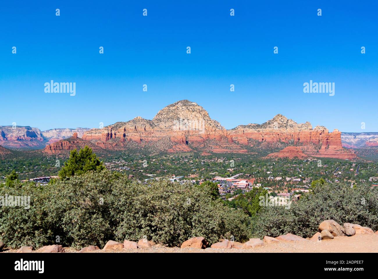 Sedona, Arizona/ United states of America, USA-october 13th 2019: Panoramic view on Thunder mountain, capitol butte Stock Photo