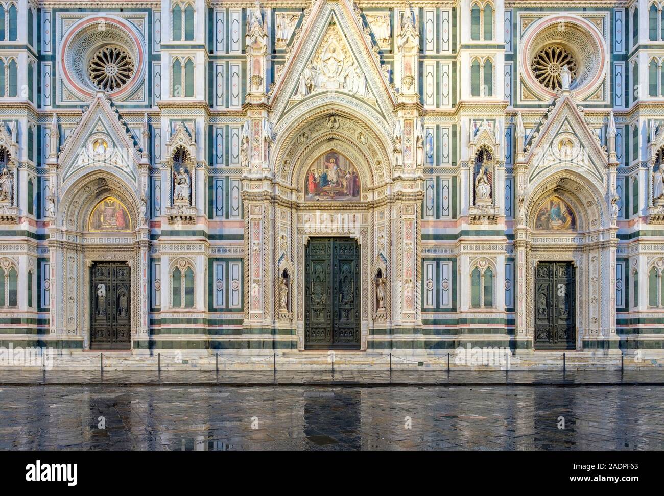 Gothic Revival façade of Florence Cathedral (Duomo di Firenze), Florence (Firenze), Tuscany, Italy, Europe. Stock Photo