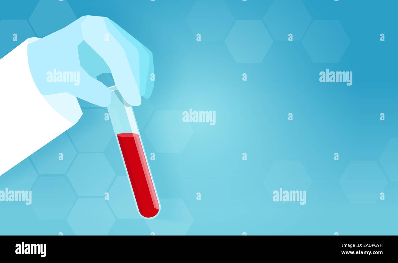 Vector of a doctor or lab personnel holding a tube with sample of blood Stock Vector