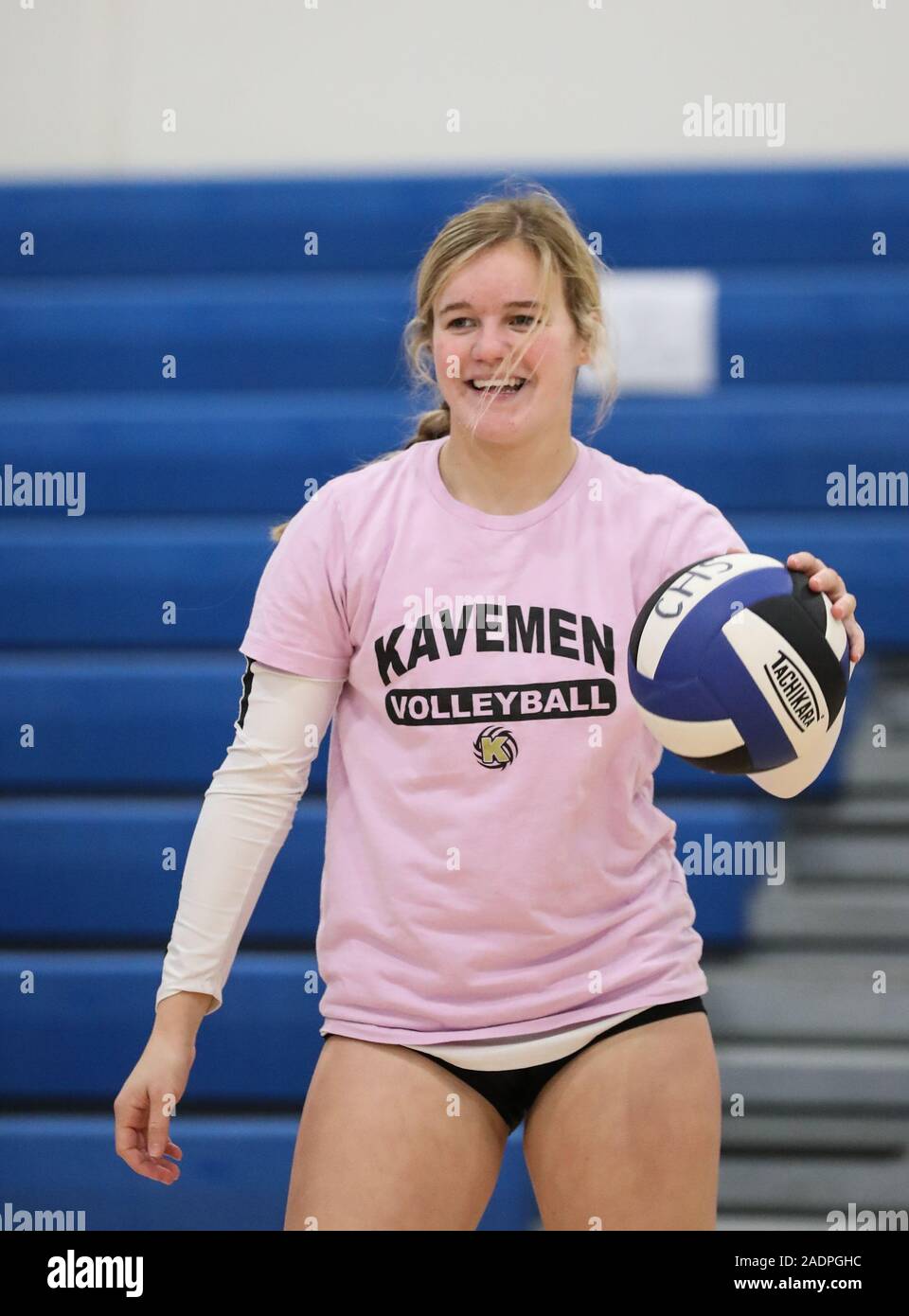 Volleyball action with Kuna vs Bonneville High School in Coeur d'Alene