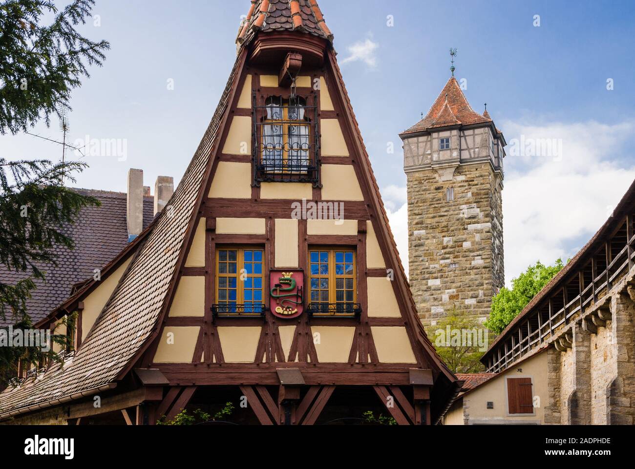 Altes Fachwerkhaus in Rothenburg ob der Tauber, Bayern, Deutschland Stock Photo