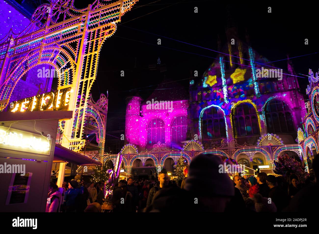 Christimas market in Landesmuseum, Zurich, Switzerland, Europe. Stock Photo