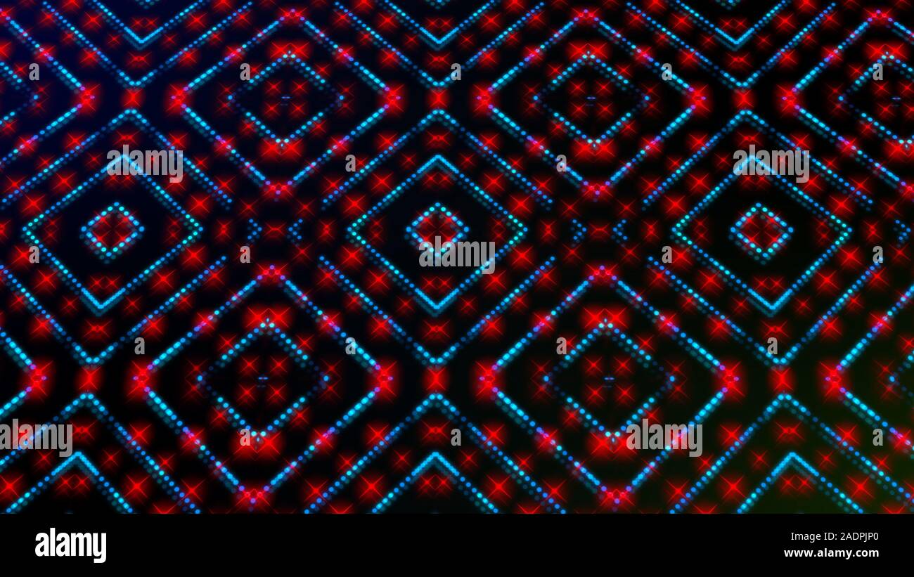Animated light shinning red and blue dots and stars square shapes