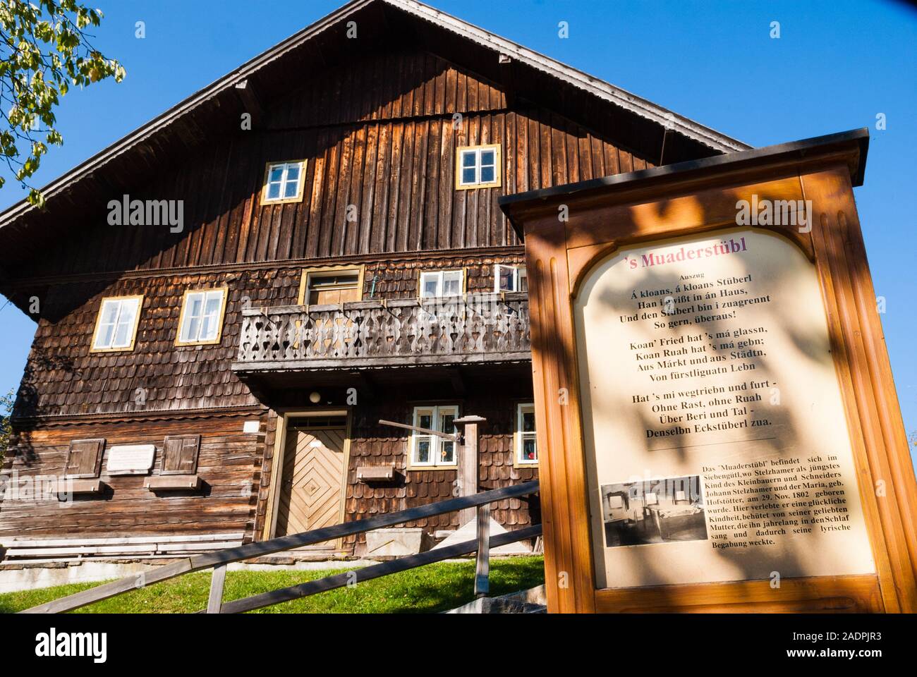 Geburtshaus von Franz Stelzhamer, bedeutendster österreichischer Mundartdichter, geb. 29. November 1802 in Großpiesenham, Oberösterreich. Stock Photo