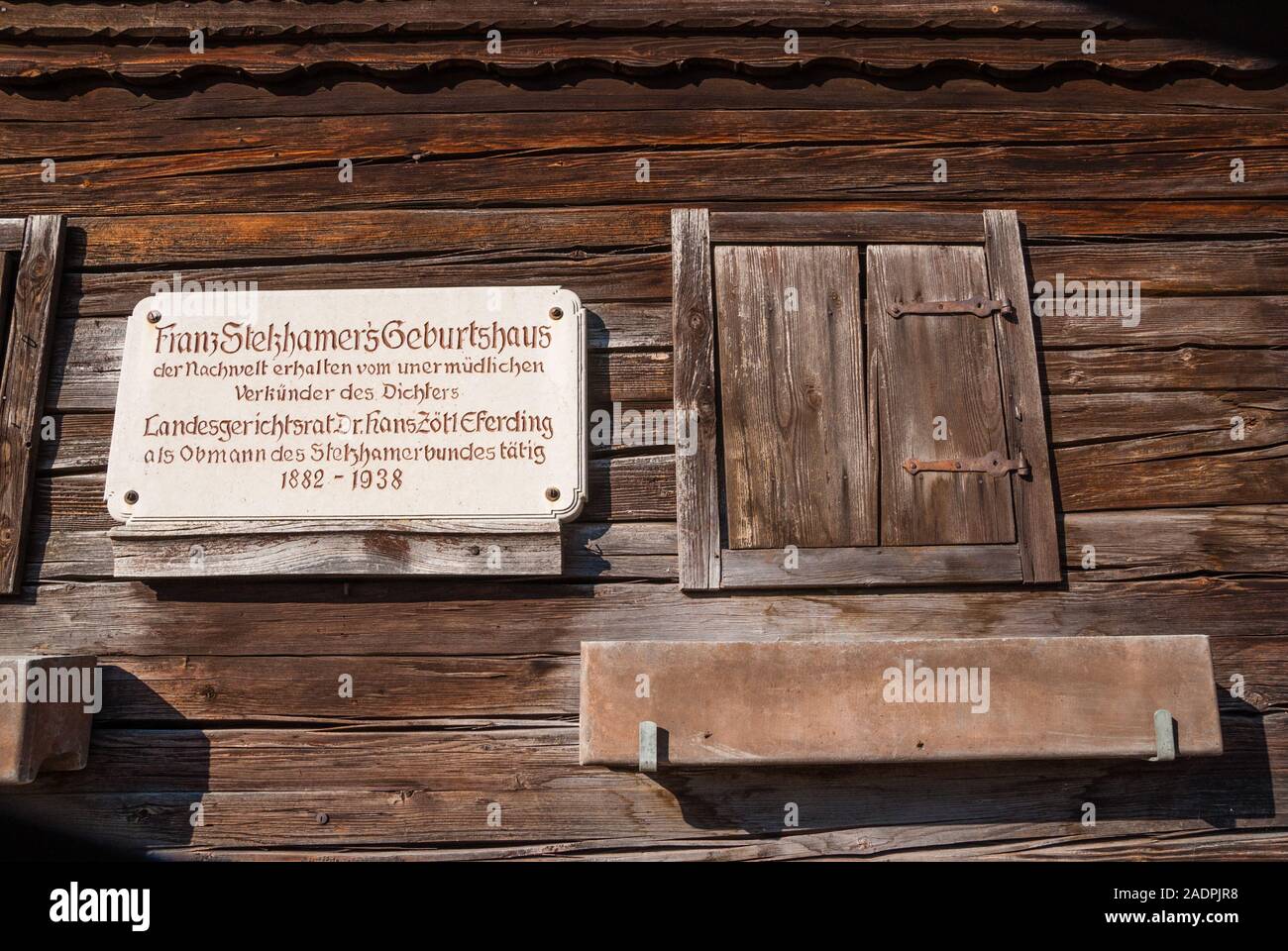 Geburtshaus von Franz Stelzhamer, bedeutendster österreichischer Mundartdichter, geb. 29. November 1802 in Großpiesenham, Oberösterreich. Stock Photo