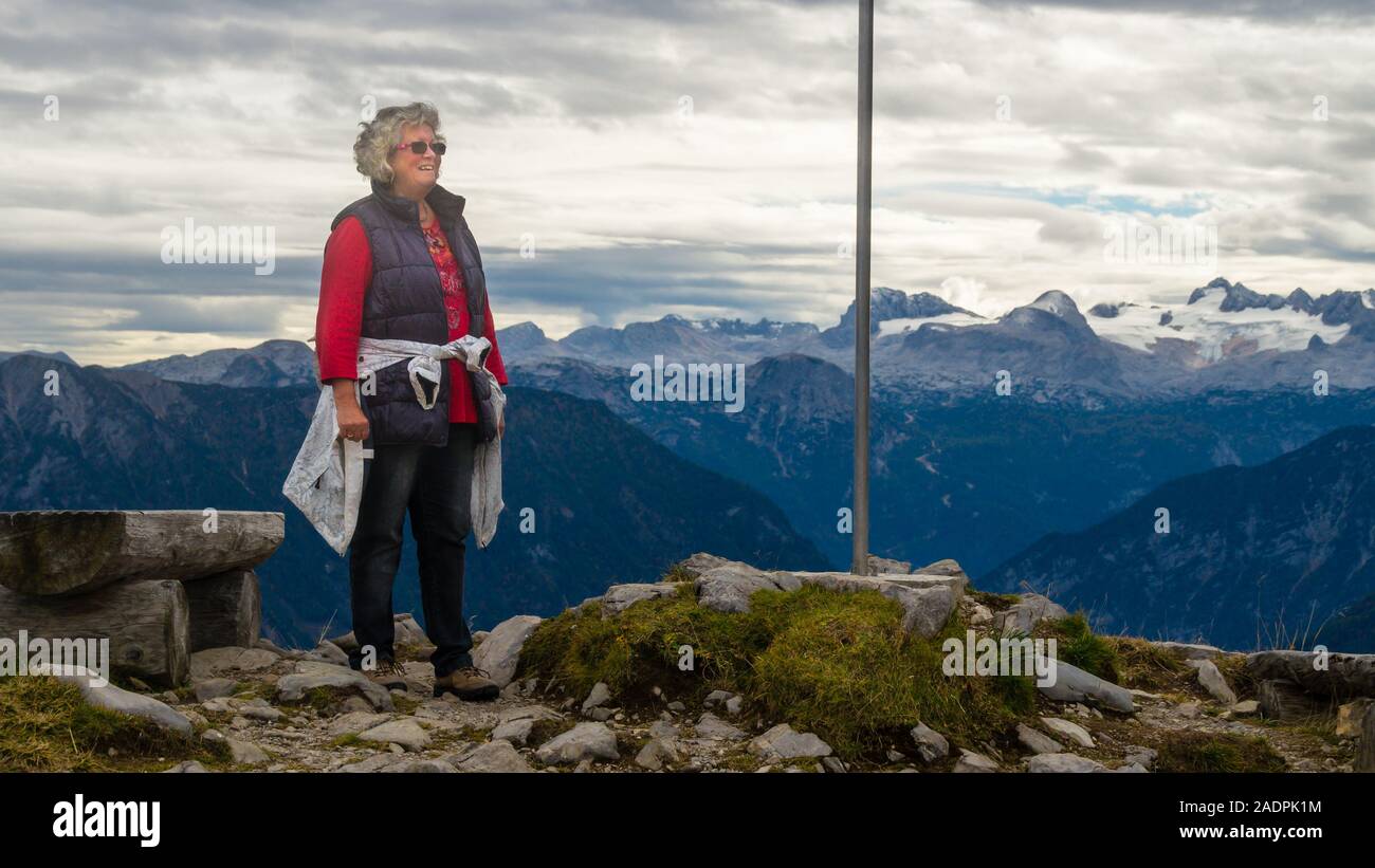 Gipfelglück, etwas oberhalb vom Augstsee bzw. Loserhütte, Ausseerland, Österreich, Fantastische Fernsicht, Stock Photo