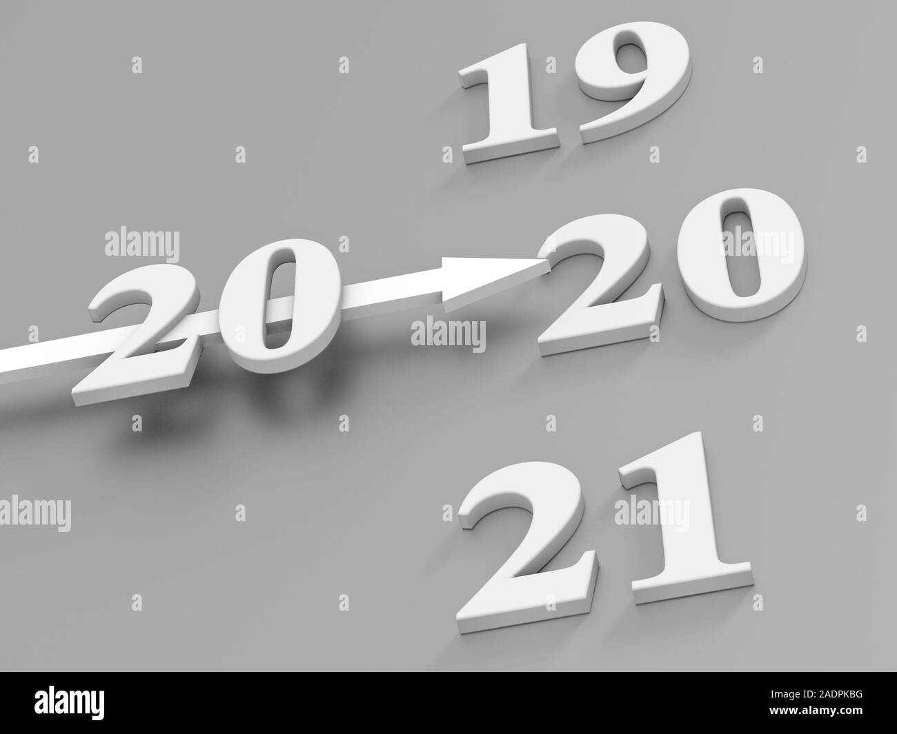 Clock with an annual. The arrow points to 2020 year. 3d render Stock Photo