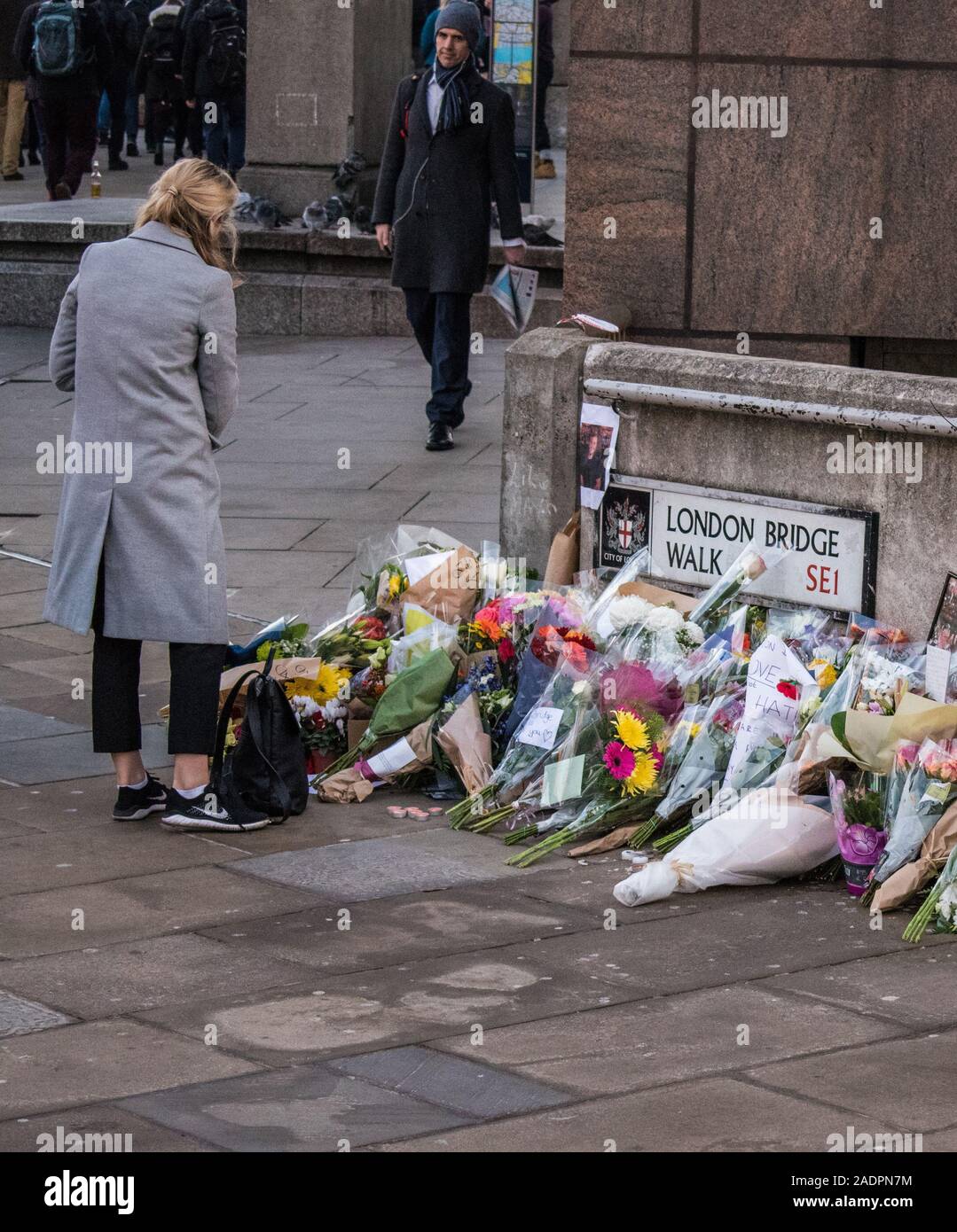 Floral tributes to victims killed in the London Bridge terror attack Friday 29/11/2019 Stock Photo