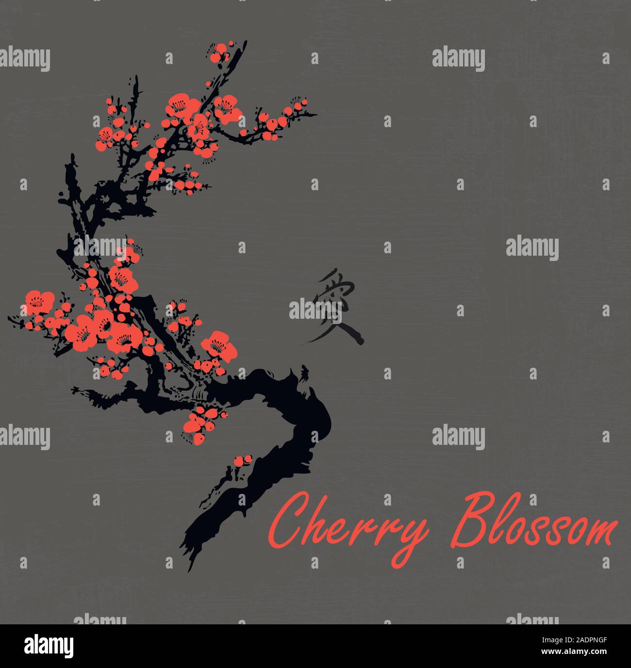 Cherry Blossom Event Template With Hand Drawn Branch With Pink
