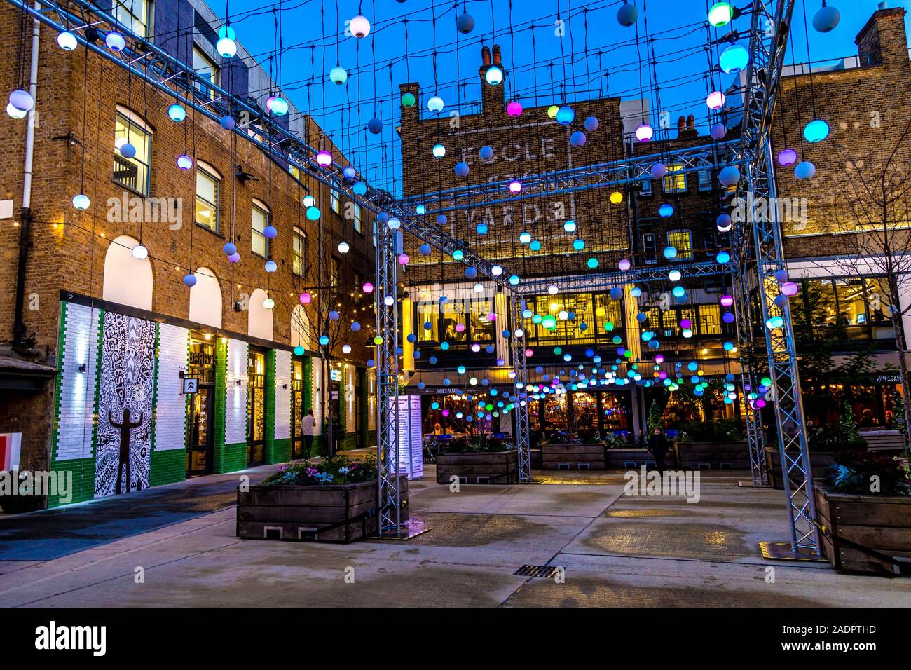 Chromotherapy Christmas installation by artist Squidsoup in Eccleston Yards, London, UK Stock Photo