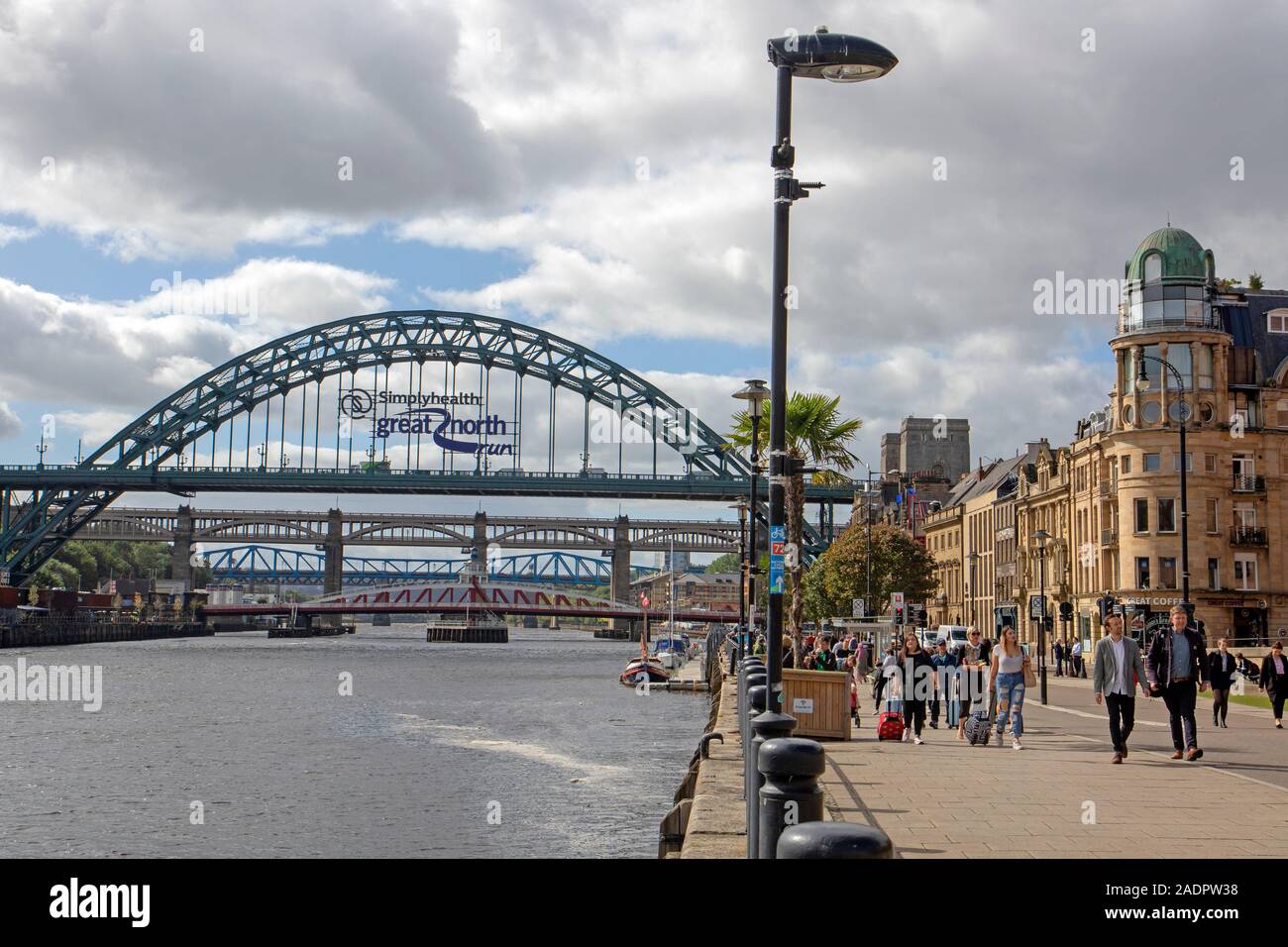 Path along the banks of the River Tyne through Newcastle upon Tyne Stock Photo