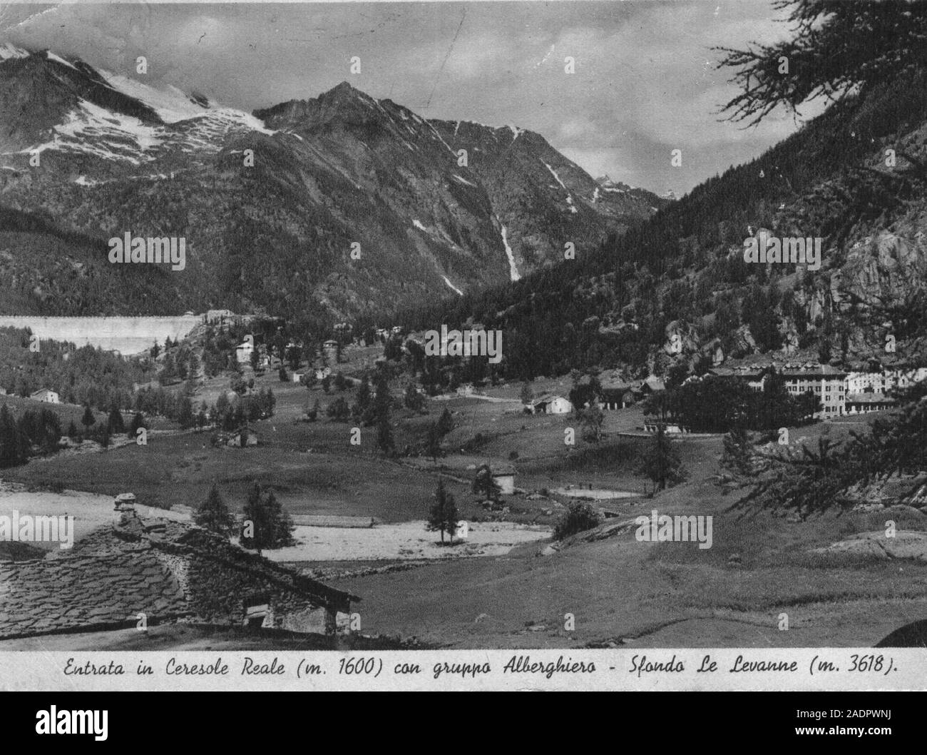 Postalcard of Ceresole Reale (National Park), Piedmont, Italy, 1937. Stock Photo