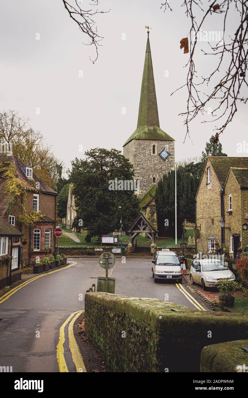 St Martin of Tours Church, and Ford, Eynsford Stock Photo