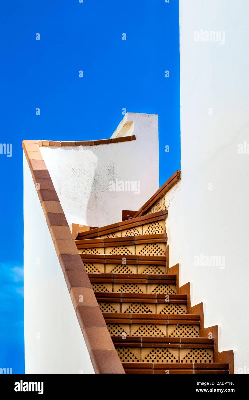 Stairs architecture detail in Sant Francesc Xavier, Formentera, Spain Stock Photo