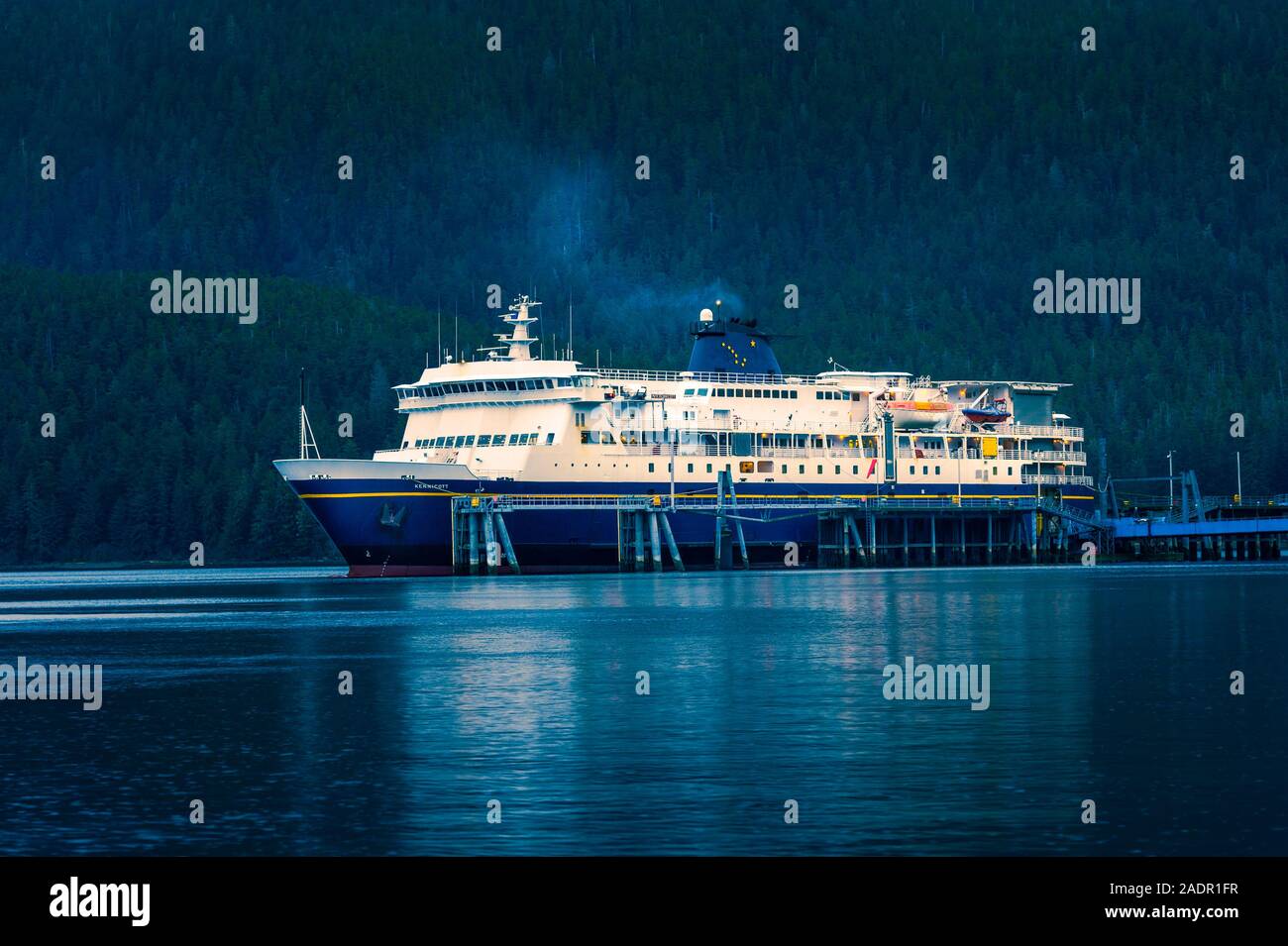 The M/V Kennicott docked at the Sitka Terminal. Sitka, Alaska, USA. Stock Photo