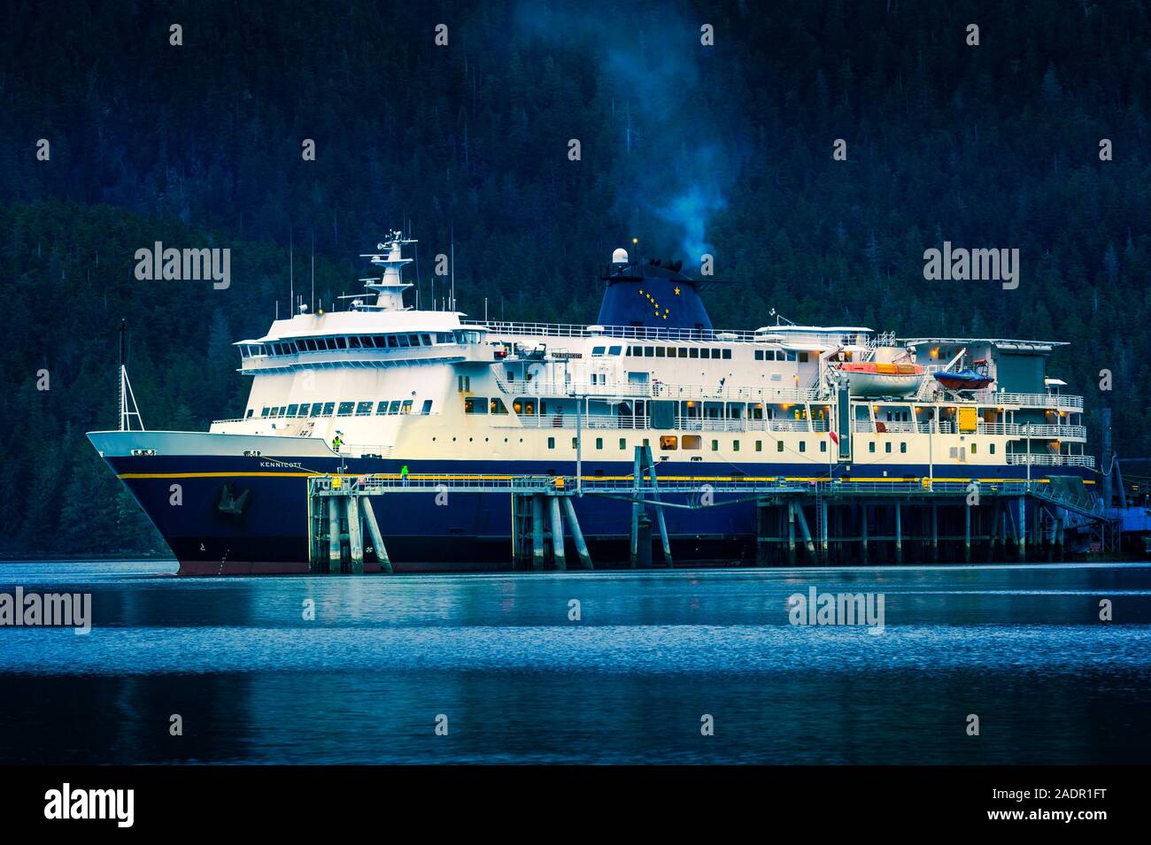 The M/V Kennicott docked at the Sitka Terminal. Sitka, Alaska, USA. Stock Photo