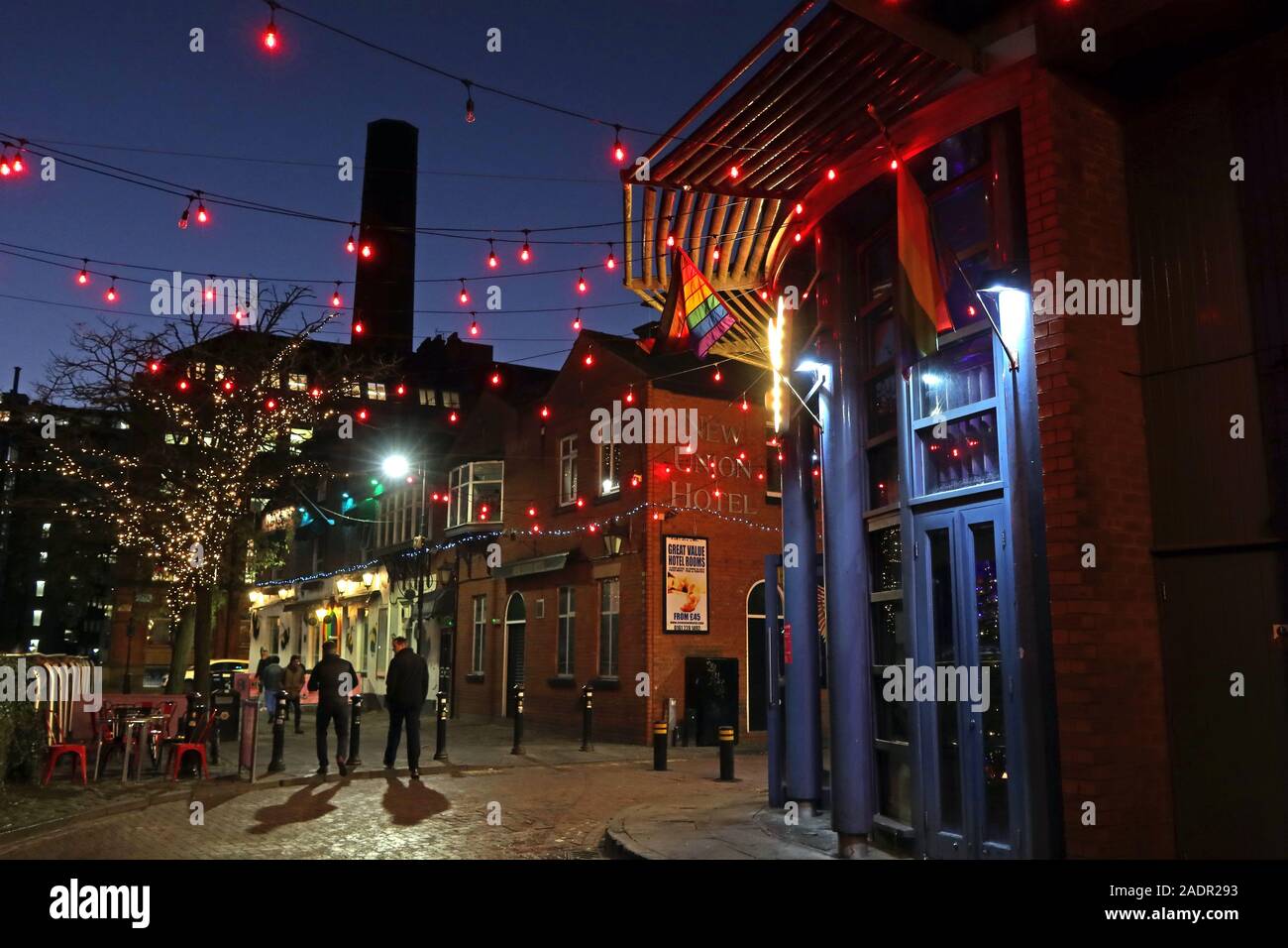 Canal street,Gay Village,Manchester,at night, Manchester,England,UK, M1 3EZ, locations for TV's Tip Toe and Queer As Folk Stock Photo