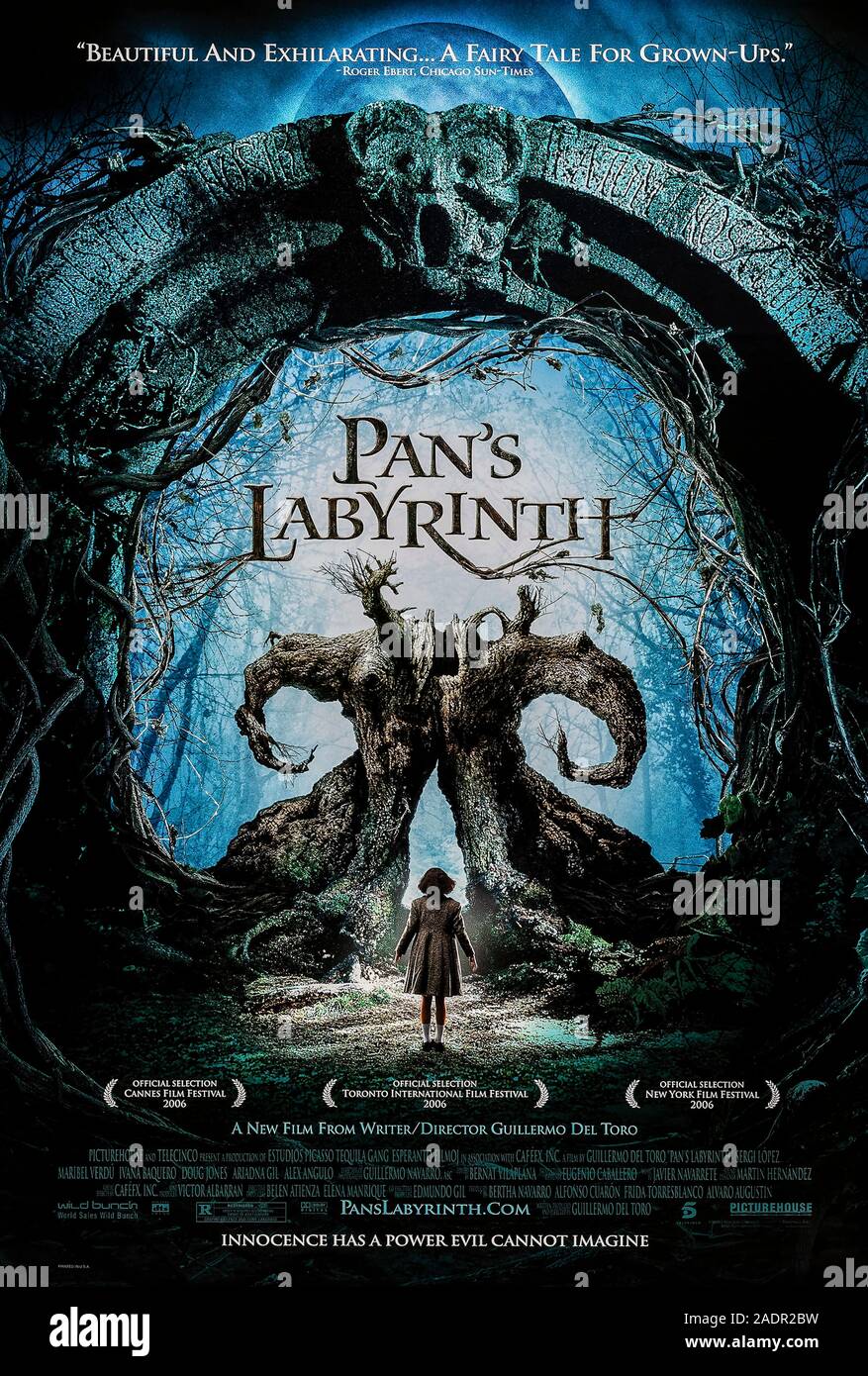 Pan's Labyrinth (2006) [El laberinto del fauno] directed and written by Guillermo del Toro and starring Ivana Baquero, Ariadna Gil, Sergi López and Maribel Verdú. A young girl living in Falangist Spain about a girl escapes the horror around her by entering in to a strange fantasy world. Stock Photo