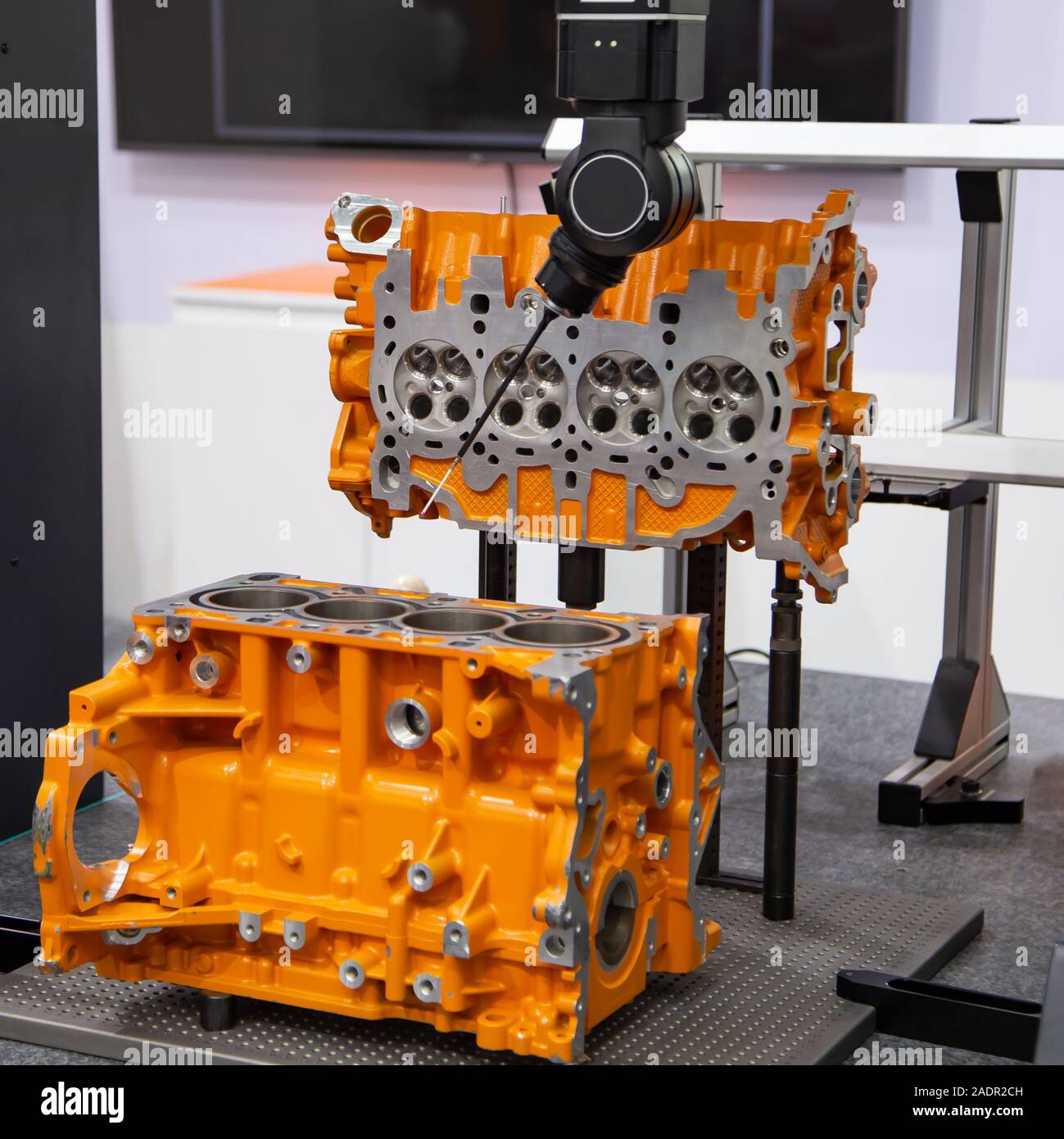 CMM Coordinate Measuring Dimension Machine inspecting engine part Stock
