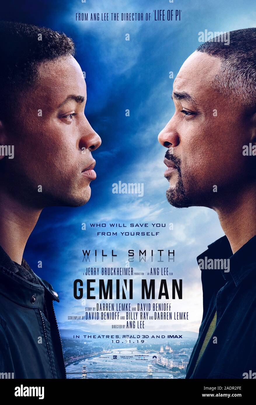 Gemini Man (2019) directed by Ang Lee and starring Will Smith, Mary Elizabeth Winstead and Clive Owen. An aging assassin is hunted down by a younger cloned version of himself. Stock Photo