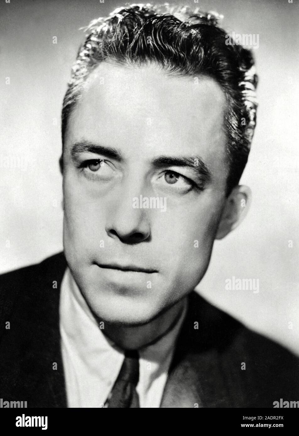 Albert Camus (1913-1960) French Algerian philosopher and author who won the Nobel Prize in Literature in 1957. Studio photograph taken circa 1948. Stock Photo