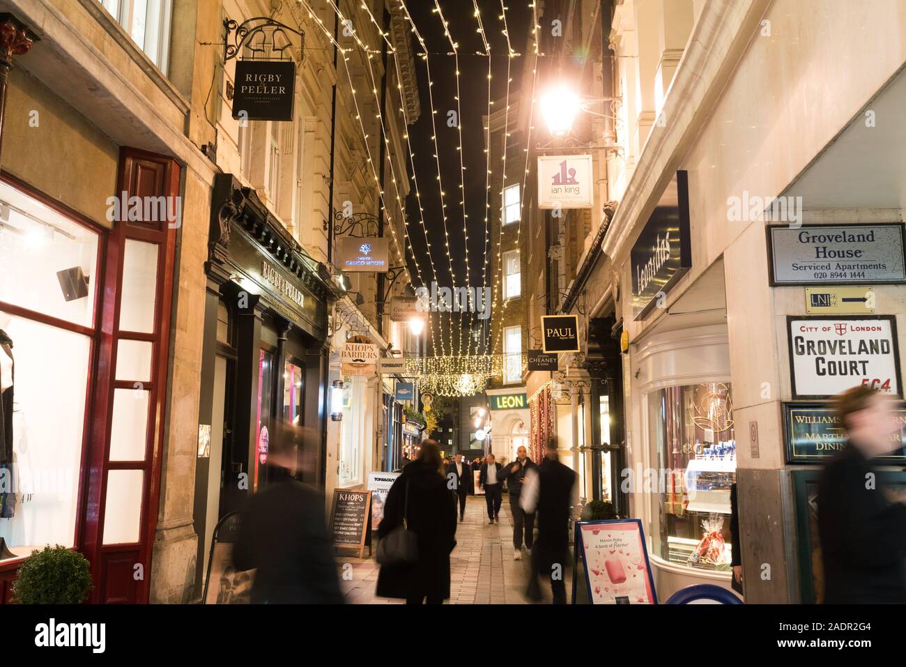 Christmas lights decoration along Bow Lane Stock Photo