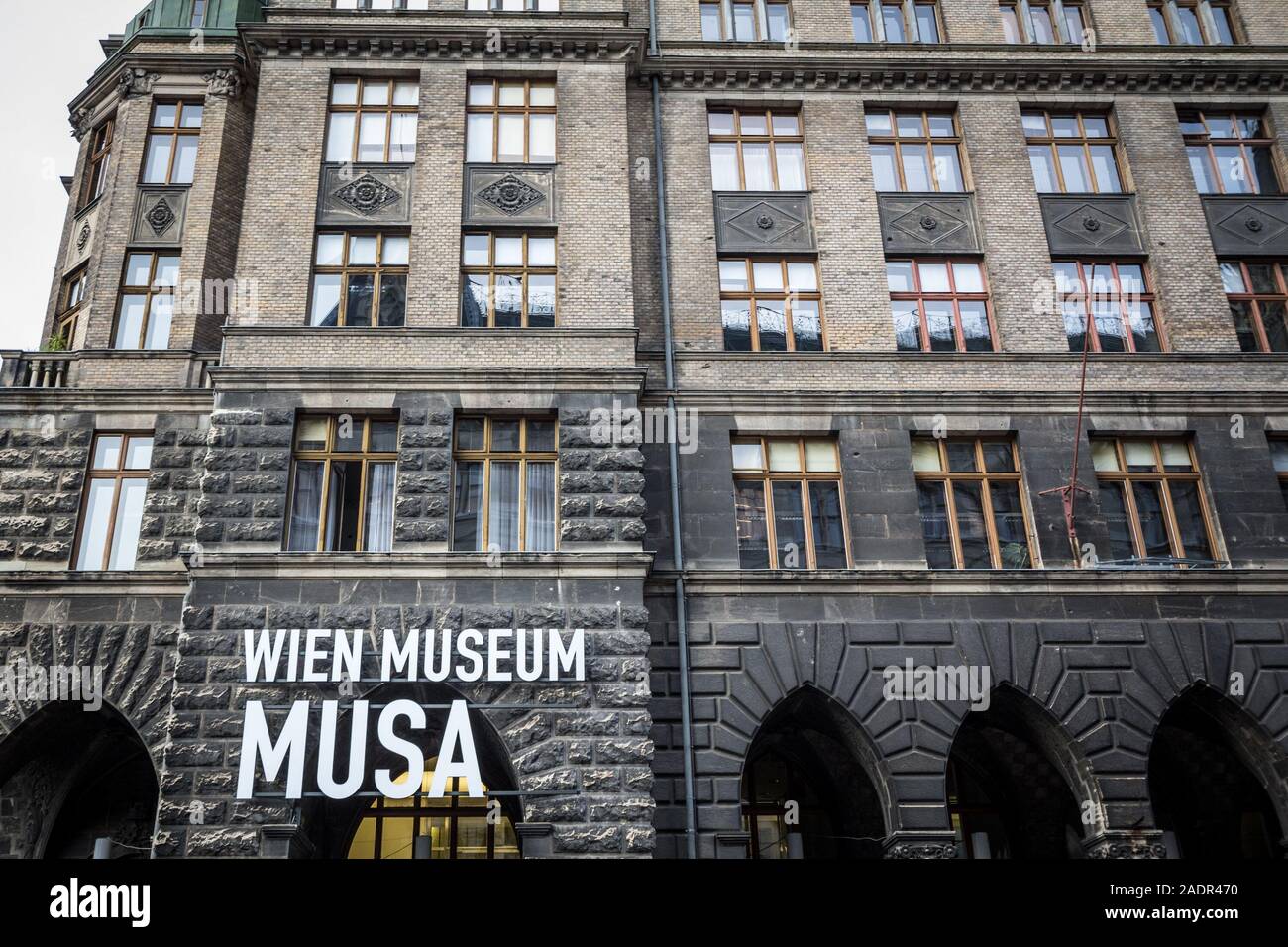 VIENNA, AUSTRIA - NOVEMBER 6, 2019: Main entrance to the Wien Museum MUSA, also called startgalerie artothek. MUSA is a contemporary art museum and mo Stock Photo