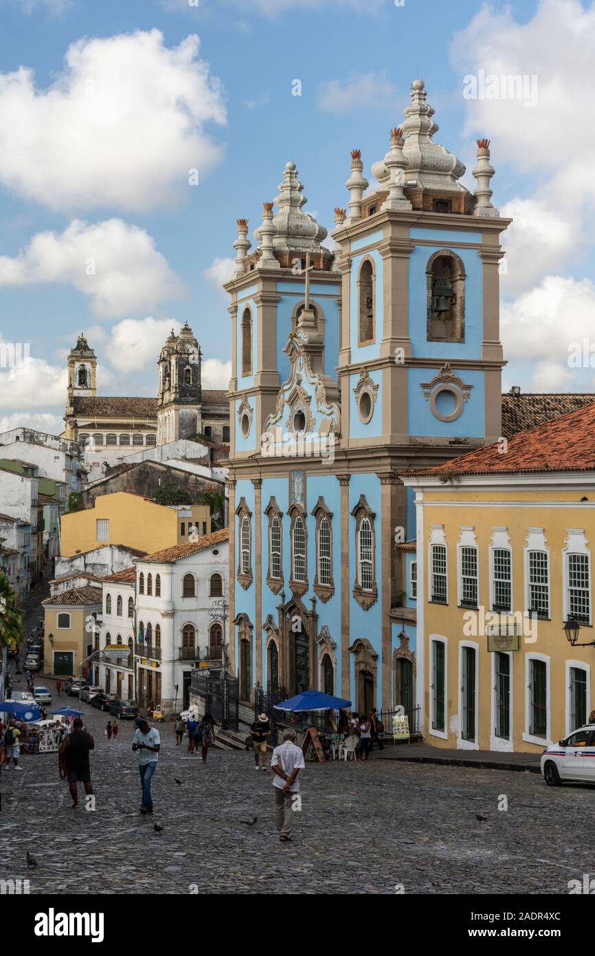 Beautiful view to colonial church and buildings in the historic city ...