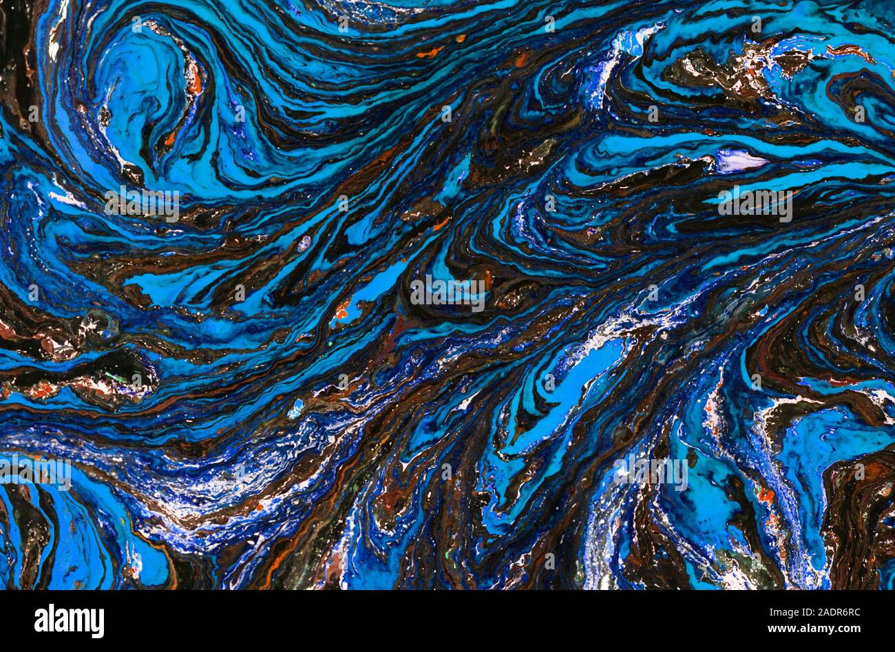 Blue marbling pattern. Marble liquid texture. Stock Photo