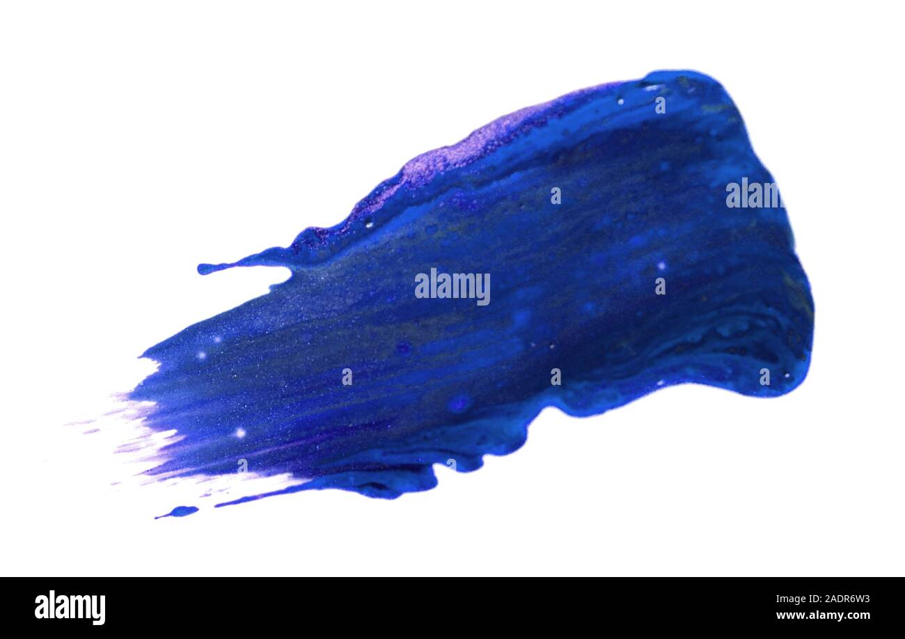 blue grunge brush strokes oil paint isolated on white background Stock