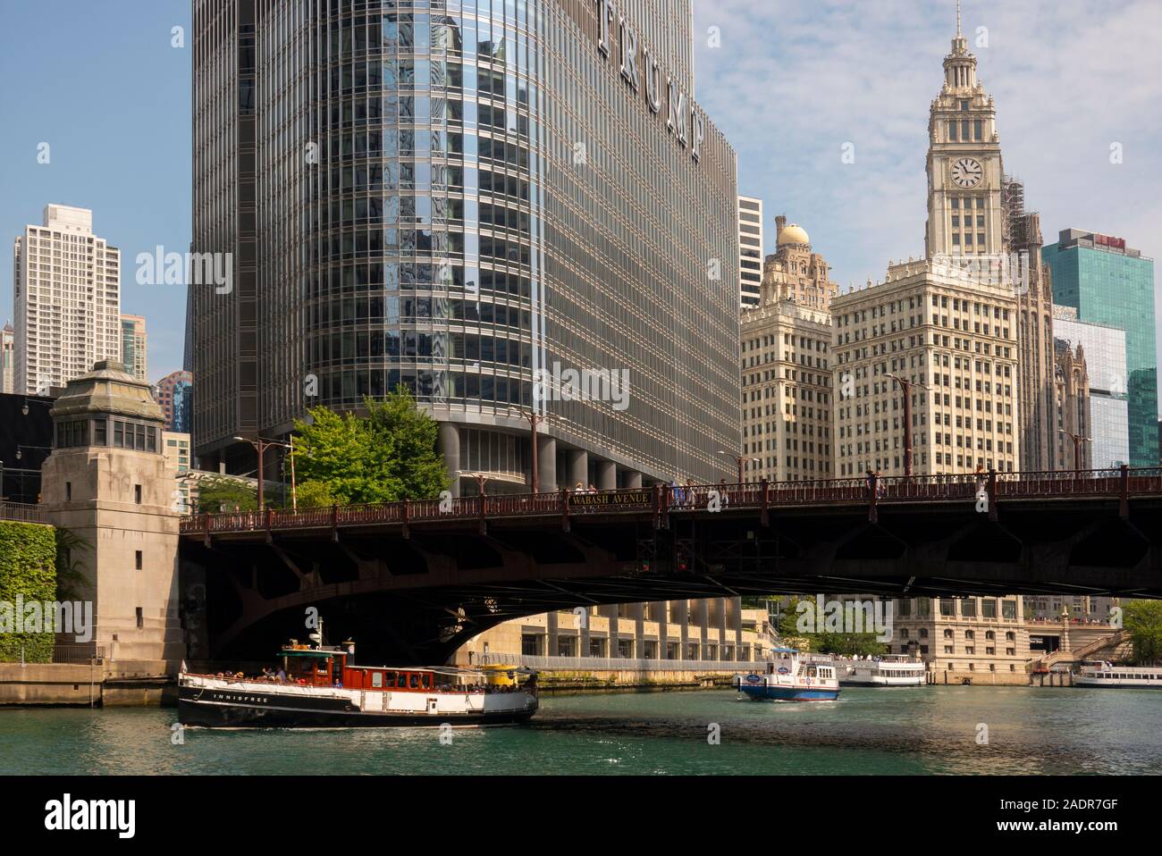 River walk bridges in Chicago Illinois Stock Photo