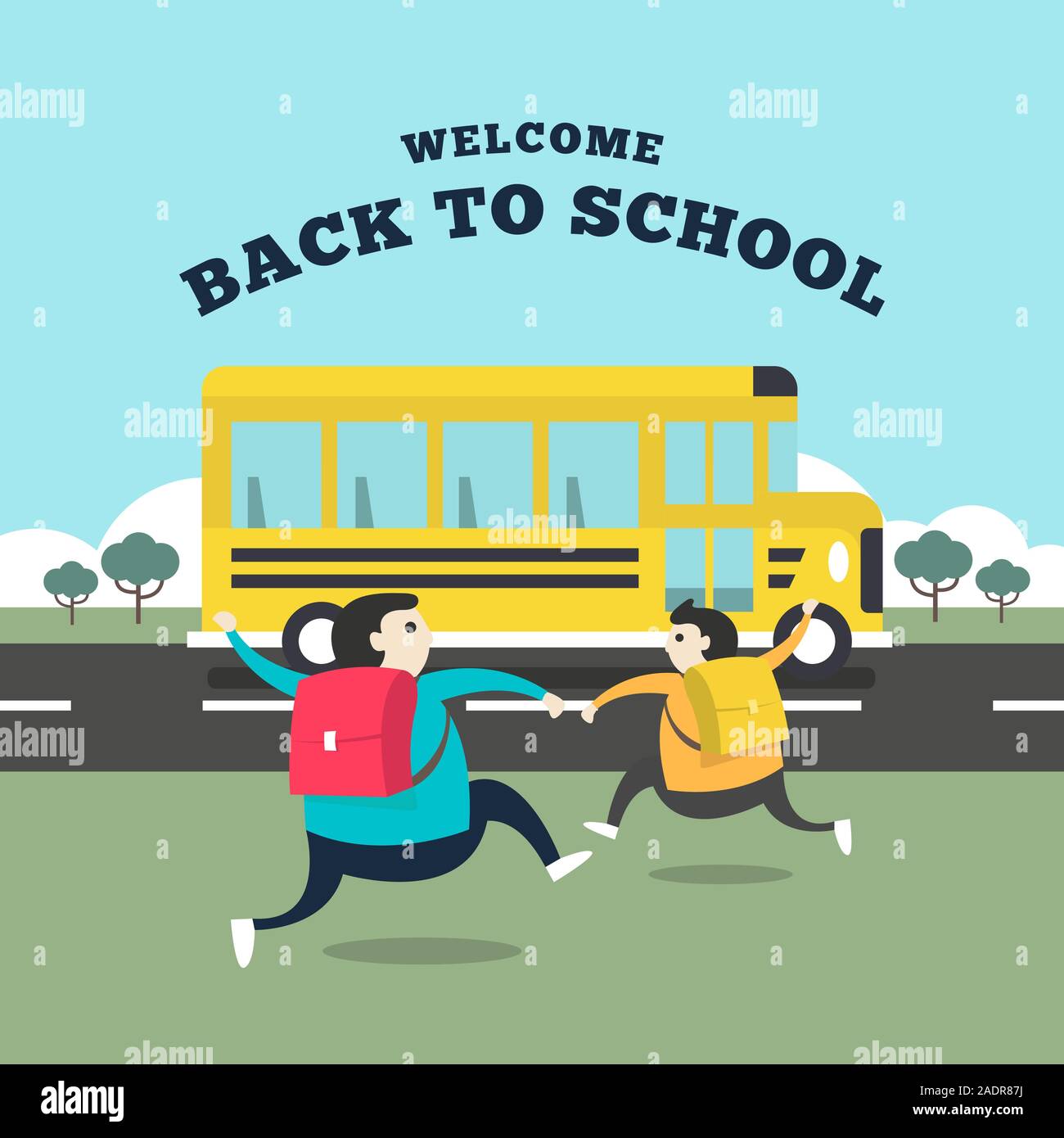 Happy Student Running To The Bus For Go To School Welcome Back To School Concept Stock Vector Image Art Alamy Happy Student Running To The Bus For Go To School Welcome Back To School Concept Stock Vector Image Art Alamy