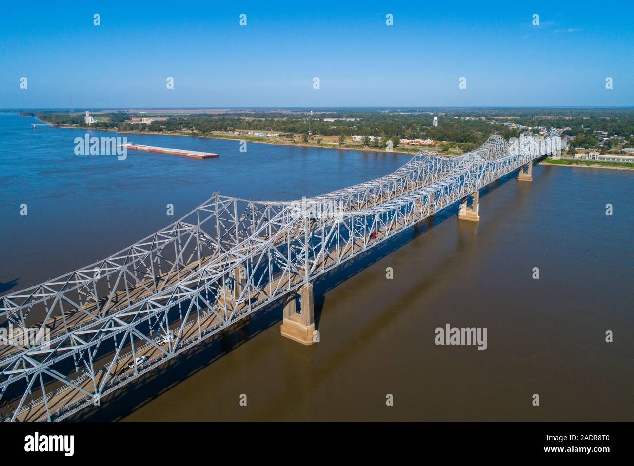 NatchezVidalia Bridge Mississippi river Barge traffic on the Natchez