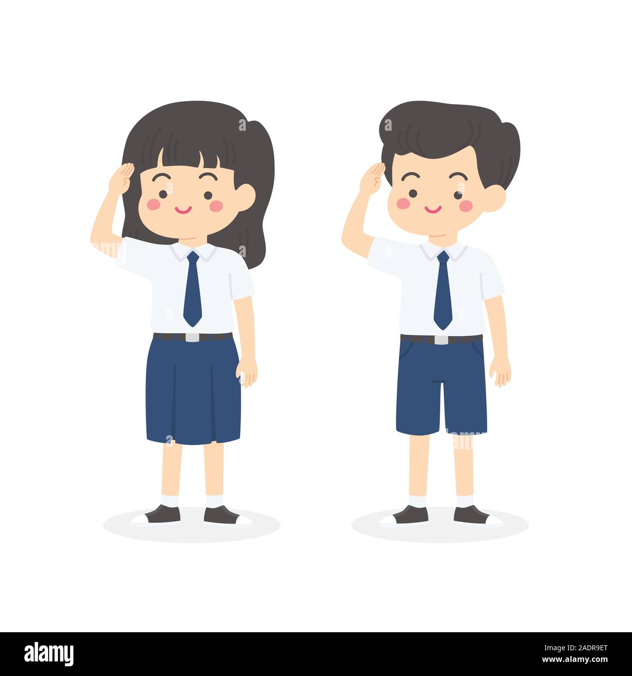 Indonesian Junior High School Uniform Kids Salute Cartoon Vector Stock  Vector Image & Art - Alamy