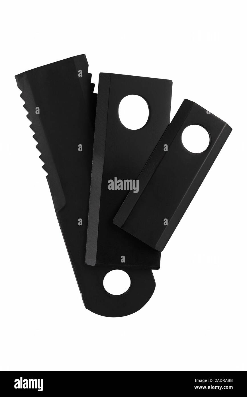 Group of Rotary Mower Blades Slasher Blades rotary Cutter placed on white isolated background. Agricultural Spare Part Stock Photo Alamy