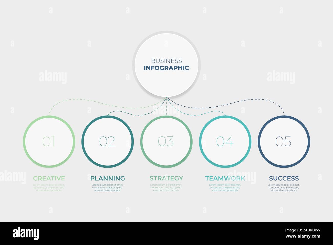 Infographic template with 5 steps for success. Business circle template ...