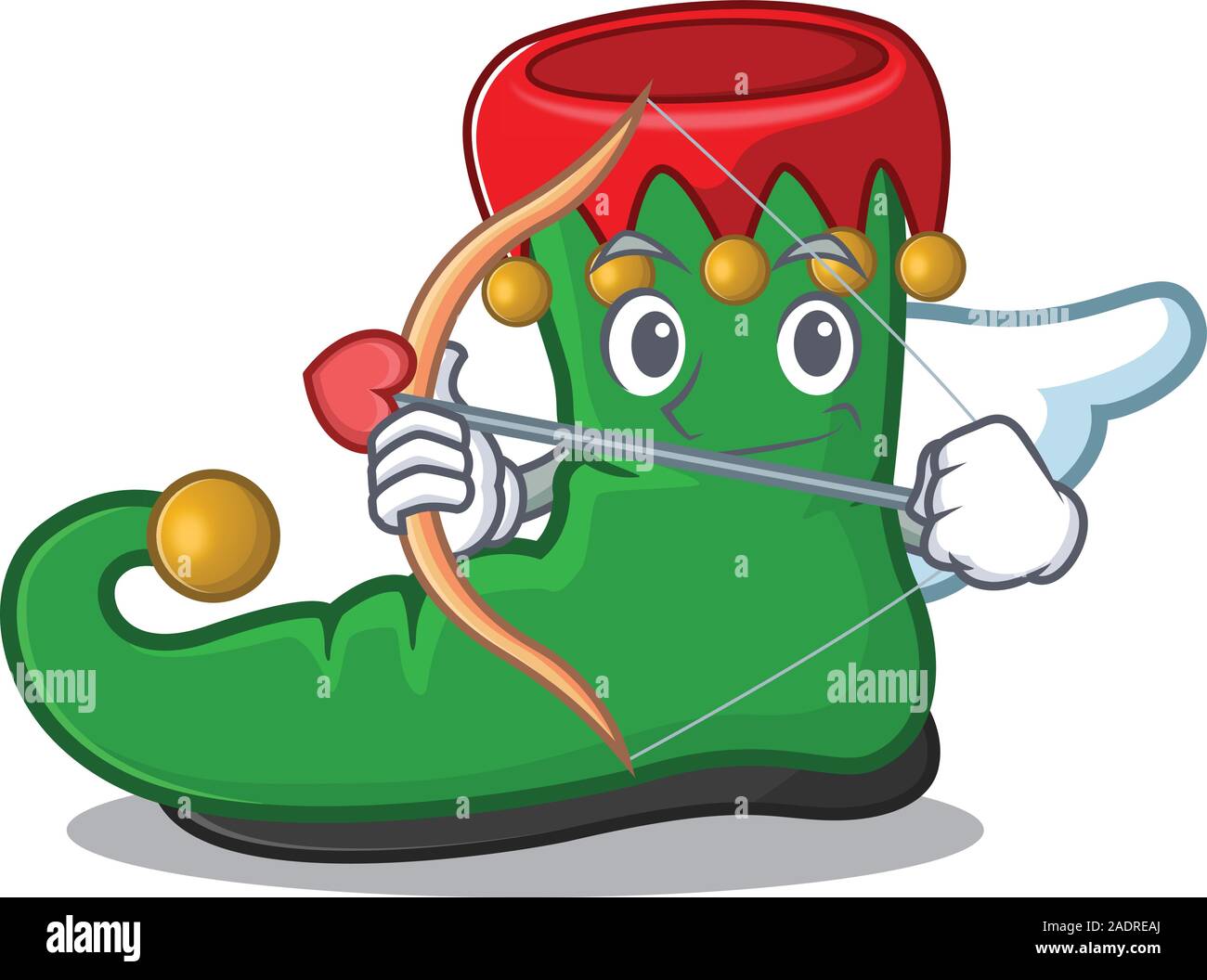 Cute elf shoes Cupid cartoon character with arrow and wings Stock Vector  Image & Art - Alamy