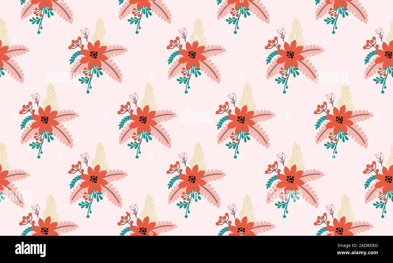 Seamless floral pattern background, with red flower motif Stock Vector ...