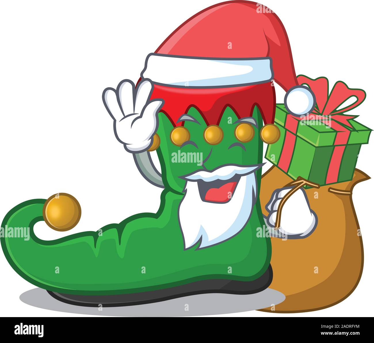 Santa with gift elf shoes Cartoon character design Stock Vector Image & Art  - Alamy