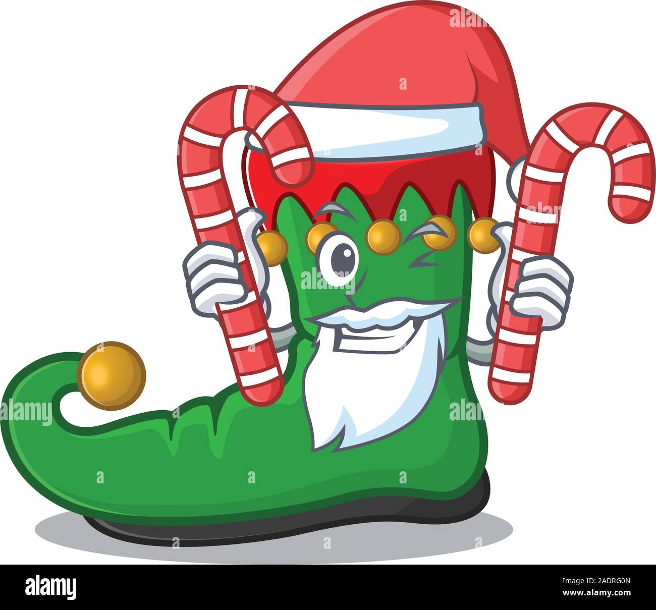 Elf shoes Cartoon character in Santa with candy Stock Vector Image & Art -  Alamy