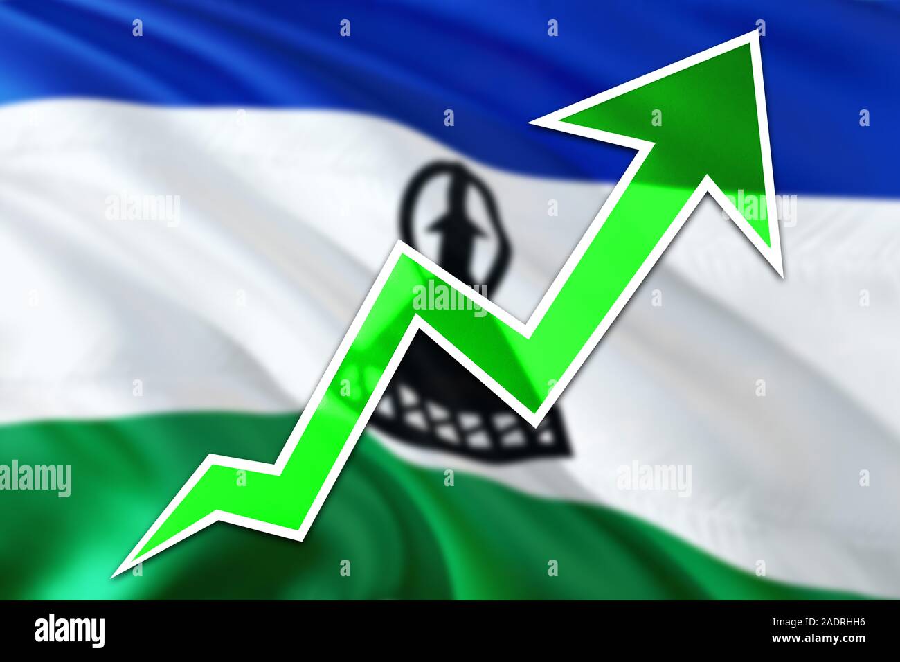 Lesotho economy graph is indicating positive growth, green arrow going ...